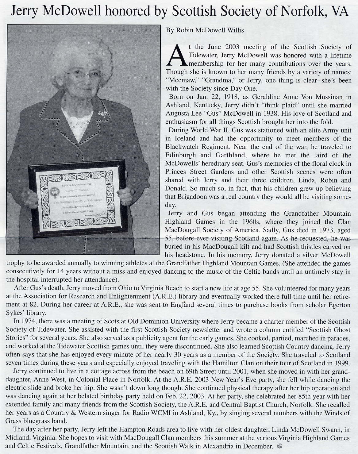 Clan MacDougall Newsletter Summer 2003